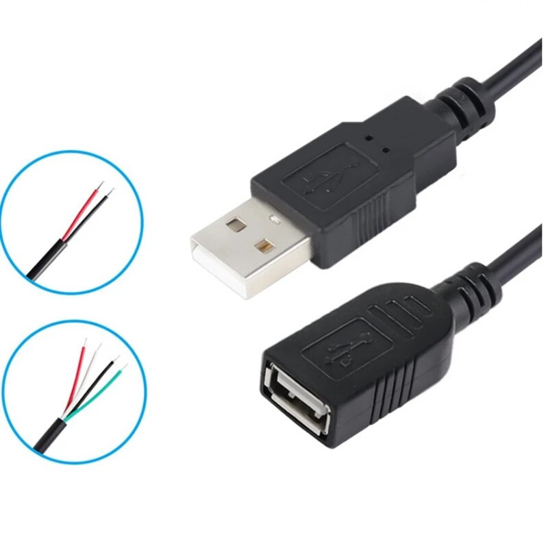 Micro USB 2.0 A ženski muški utičnica Produžni kabel napajanja 4 Pin 2 Pin 4 Žice DIY Data Line Kabel za punjenje Type-C Žica 1 m 2 m