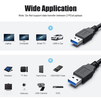 USB 3.0 към USB 3.0 удължителен кабел USB A мъжки към мъжки USB3.0 2.0 удължителен кабел Бързо предаване на данни за радиатор на твърдия диск