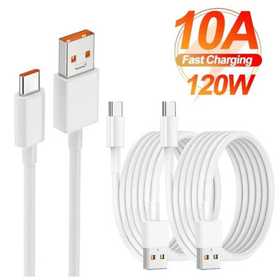 120 W 10A USB-tüüpi C USB-kaabel ülikiire laadimisliin Xiaomi Samsung Huawei Honori kiirlaadimise USB C-kaablite andmejuhe jaoks