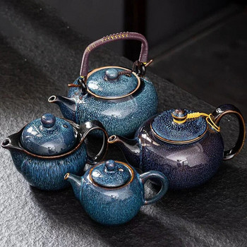 Изящен керамичен пуер чайник със звездна глазура Отопляем чайник Чаен комплект Източен китайски чайник Глинени чайници за самовар Чайници Gaiwan Pot Puer