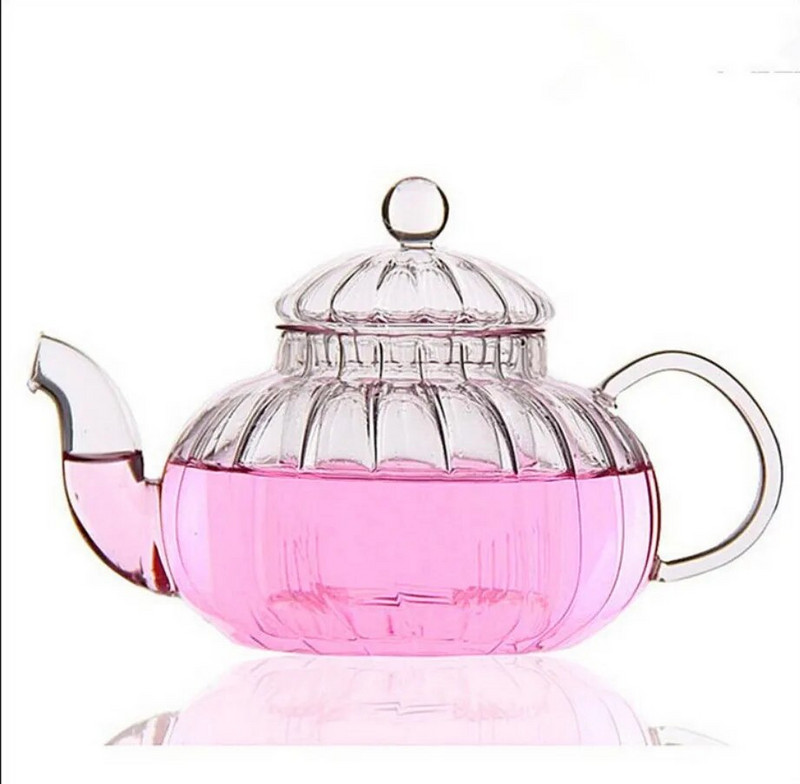 Gėlių arbatos puodo karščiui atsparus stiklinis dryžuotas moliūgų filtras, vidinis bako mirkymas  