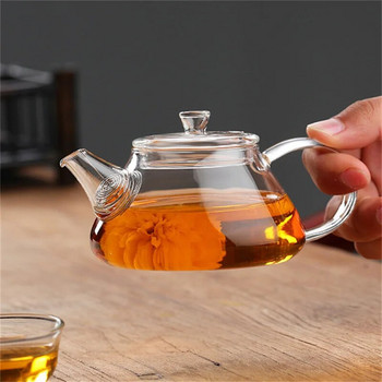 Малък капацитет 200 ML Термоустойчив мини стъклен чайник с филтър Чайник за варене на чай с цветя Домакински кунг-фу чайник Чайник