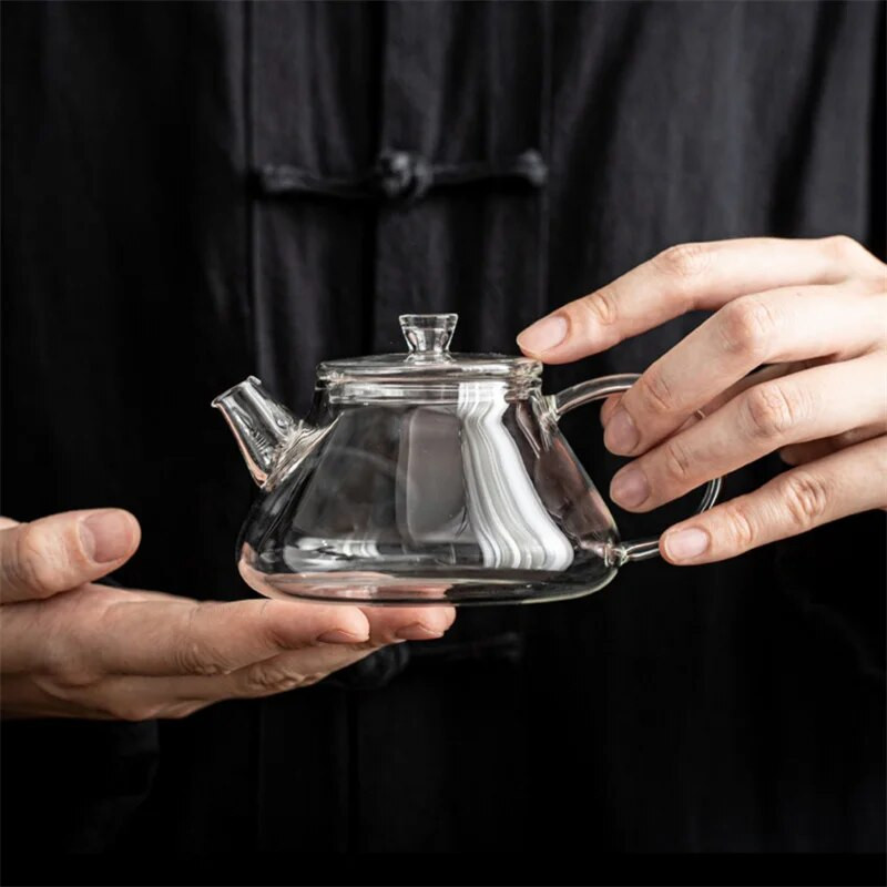 Mažos talpos 200 ml karščiui atsparus mini stiklinis arbatinukas su filtru, gėlių arbatos virdulys, buitinis Kung Fu arbatos indas