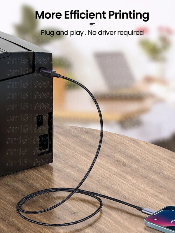 USB spausdintuvo kabelis B tipo USB kištukinis ir 8 kontaktų kištukas USB 2.0 kabelis, skirtas iPhone 14 Canon Epson HP ZJiang etikečių spausdintuvas USB spausdintuvas