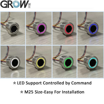 GROW R503 Νέος κυκλικός στρογγυλός κρίκος RGB Έλεγχος LED DC3.3V SH1.0-6pin Χωρητικός σαρωτής μονάδας δακτυλικών αποτυπωμάτων