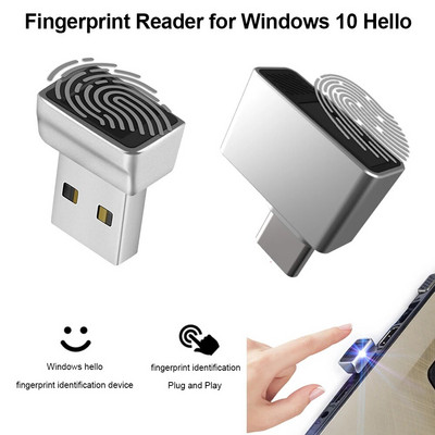 Mini-USB-sõrmejäljelugeja Windows 10 Hello sülearvuti C-tüüpi biomeetrilise skanneri avamismooduli jaoks, seadistage kuni 10 sõrmejälje ID-d