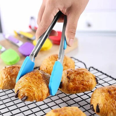 Silikonska hvataljka za hranu Kuhinjske hvataljke od nehrđajućeg čelika Silikonska neklizajuća stezaljka za kuhanje Stezaljka Alati za roštilj salatu Kuhinjski pribor
