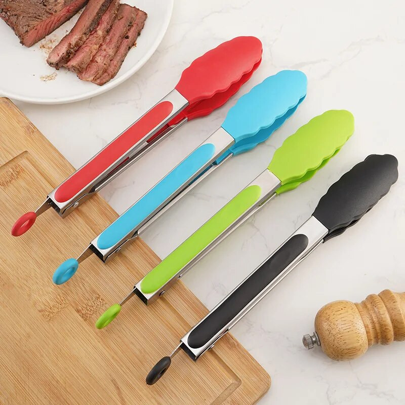 Silikonska hvataljka za hranu Kuhinjske hvataljke od nehrđajućeg čelika Silikonska neklizajuća stezaljka za kuhanje Stezaljka Alati za roštilj salatu Kuhinjski pribor