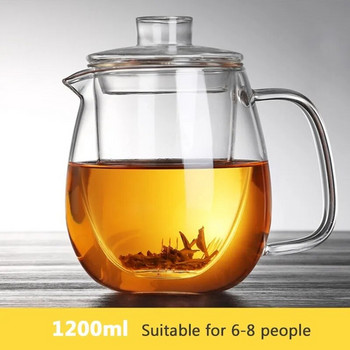 600/1200 мл домакински прибори за чай, стъклен чайник за печка, топлоустойчив, взривозащитен при висока температура, запарка за чай, комплект за чай с мляко