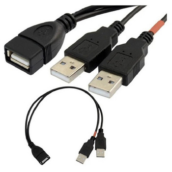 USB Y компютър захранващ кабел за данни една точка две Кабел USB двоен сплитер кабел Женски към USB 2.0 мъжки захранващ удължителен кабел