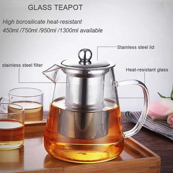 Дропшипинг топлоустойчив стъклен чайник различни стилове горещо продавани комплекти чай прозрачен чайник цвете пуер чай гърне за инфузия