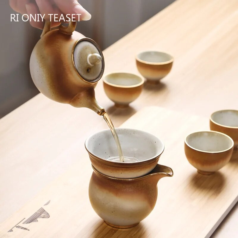 Ceainice de ceramică vintage de 160 ml, ceainic din ceramică rafinat, lucrat manual, ceainic portabil de călătorie, set de ceai chinezesc pentru acasă, cadouri pentru băuturi