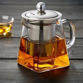 Γυάλινη τσαγιέρα Οικιακό Teaware Ανθεκτικό στη θερμότητα με Infuser από ανοξείδωτο χάλυβα Tea Infuser 550/750/950ML Clear Bottle