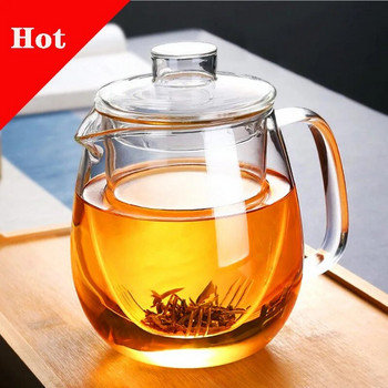 Домакински прибори за чай Стъклен чайник за печка Устойчив на топлина и висока температура, взривобезопасен Чаен инфузер Мляко Роза Чаен комплект