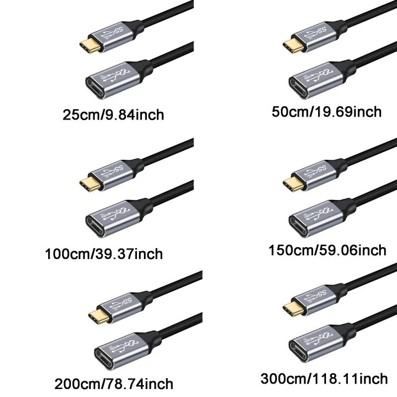 USB C produžni kabel USB3.1 10Gbps PD100W kabel muški na ženski tip C produžni kabel za telefon prijenosno računalo Nintendo Switch MacBook