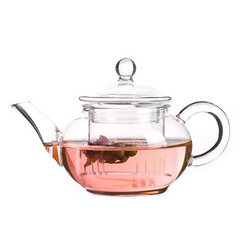 250 ml Мини чайник с цветя с филтър, Практична бутилка Чаша с цветя Стъклен чайник с инфузер Чай Листа Билково кафе