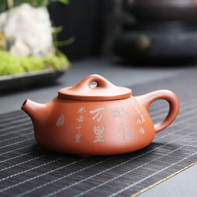 Yixing Raw Ore Purple Sand Shipiao Pot Traditional Pattern Lila agyag teáskanna kézzel készített vízforraló teáskanna Kung Fu teásedény 185ml