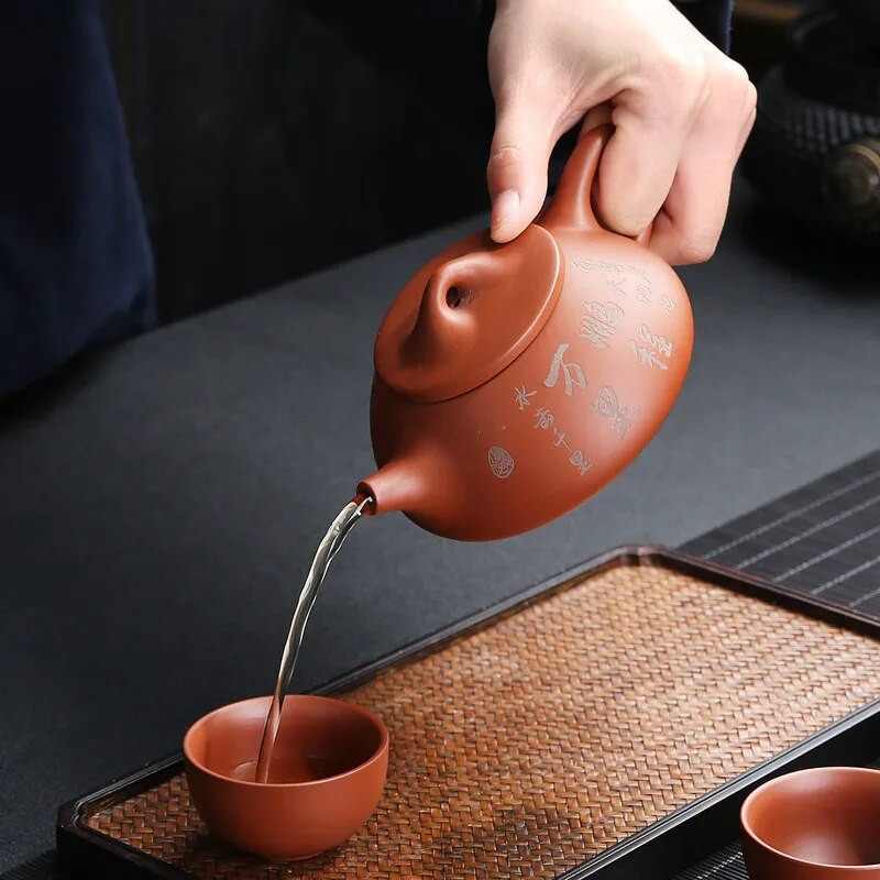Yixing Raw Ore Purple Sand Shipiao Pot Traditional Pattern Lila agyag teáskanna kézzel készített vízforraló teáskanna Kung Fu teásedény 185ml