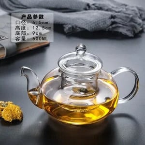 Ceainic din sticlă rezistent la căldură Ceainic transparent în stil japonez cu infuzor pentru flori Ceai Puer chinezesc Ceainic portabil 400-1000 ml