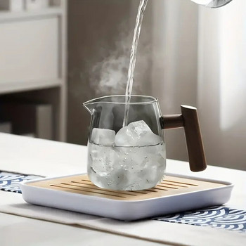 Стъклена кана за чай с дървена дръжка Китайски топлоустойчив стъклен чайник Прозрачен задушен чай Стъклен чайник Комплект за чай Инфузьор Чай