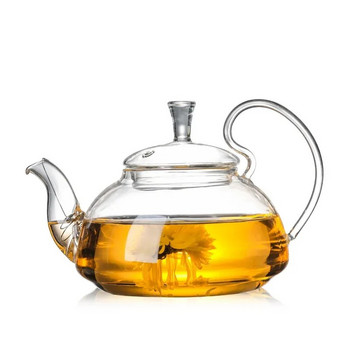 1 бр. 400 ml/ 600 ml Устойчив на топлина, удебелена висока дръжка, цвете, кафе, стъклена кана за чай Чаен комплект от цветно стъкло, голям чайник WJ919