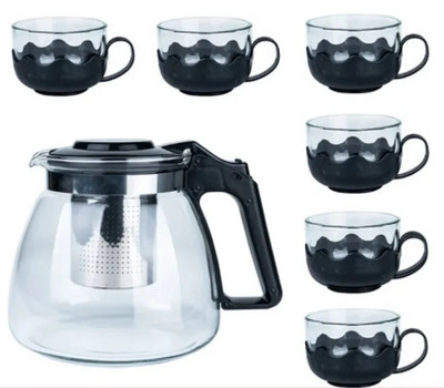 1vnt 400ml/ 600ml Karščiui atsparus sutirštintas High Handle Gėlių kavos puodelis Stiklinis arbatos puodelis Blooming Glass arbatos rinkinys Didelis arbatinukas WJ919