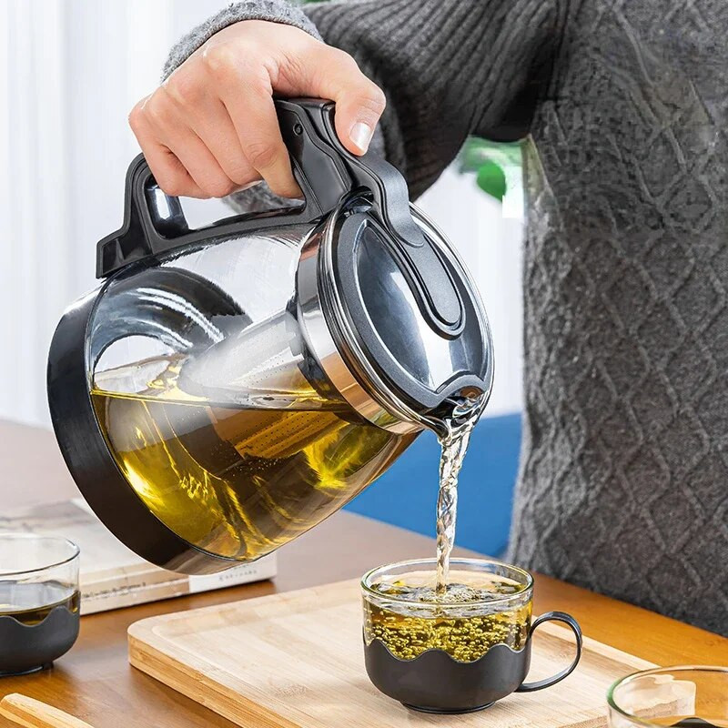 1vnt 400ml/ 600ml Karščiui atsparus sutirštintas High Handle Gėlių kavos puodelis Stiklinis arbatos puodelis Blooming Glass arbatos rinkinys Didelis arbatinukas WJ919