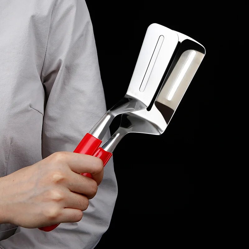 Rozsdamentes acél grillfogó Sütés Lapát Leeresztő olaj Spatula Clip Pizza Grillezés Tartozékok Háztartási konyhai eszközök