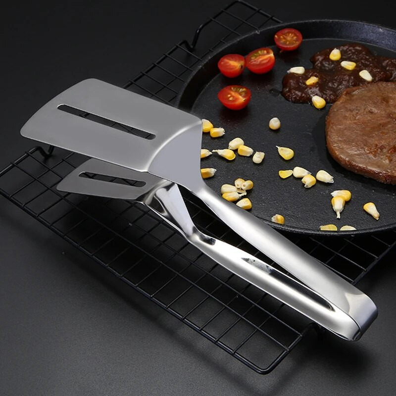 Rozsdamentes acél grillfogó Sütés Lapát Leeresztő olaj Spatula Clip Pizza Grillezés Tartozékok Háztartási konyhai eszközök