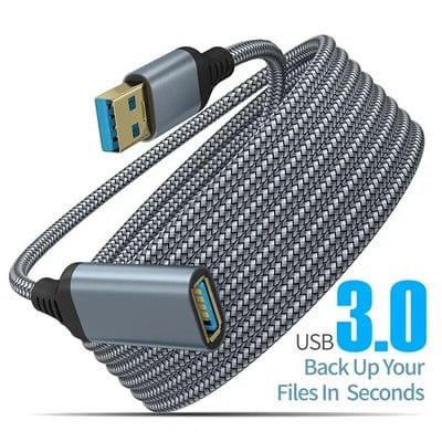 USB 3.0 muško-ženski kabel za brzi prijenos podataka za računalo, kameru, pisač, najlonski pleteni produžni kabel 3M/2M/1M