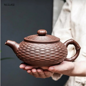 Китайска тенджера за чай Yixing Голям капацитет Лилав глинен филтър Xishi Чайник козметичен чайник Сурова руда Ръчно изработен сервиз за чай Автентични съдове за напитки