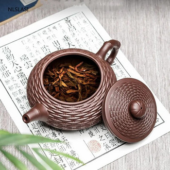 Китайска тенджера за чай Yixing Голям капацитет Лилав глинен филтър Xishi Чайник козметичен чайник Сурова руда Ръчно изработен сервиз за чай Автентични съдове за напитки