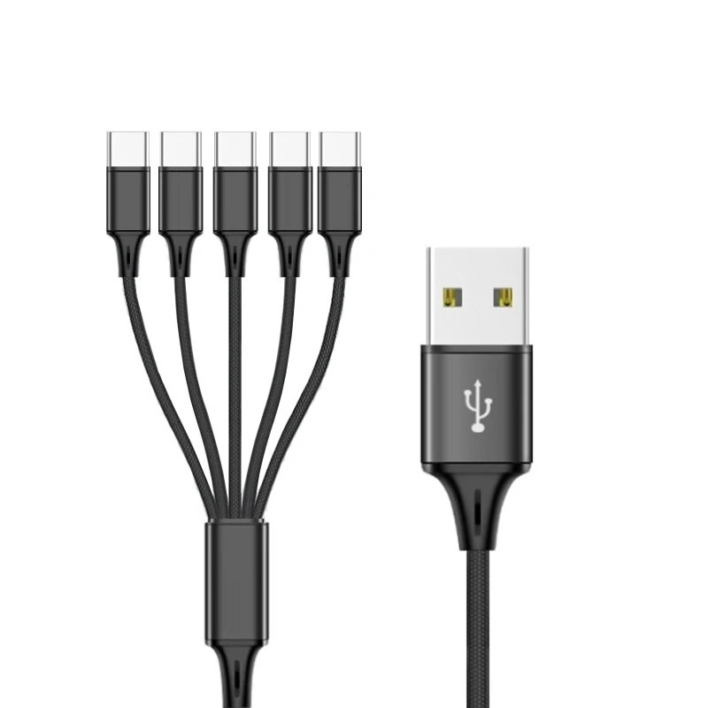 Višestruki kabel za punjenje USB C razdjelni kabel 3/4/5 u 1 Kabel za brzo punjenje s 3/4/5 Type-C muškim priključkom za telefone Tablete