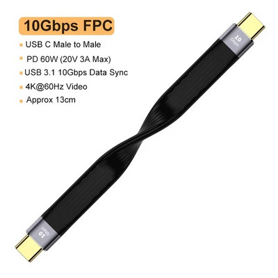 Lühike USB 4.0 Gen3 andmekaabel PD 100W 5A kiirlaadimine USB C-tüüpi C kaabel Thunderbolt 3 4K@60Hz kaabel USB C 40Gbps andmekaabel