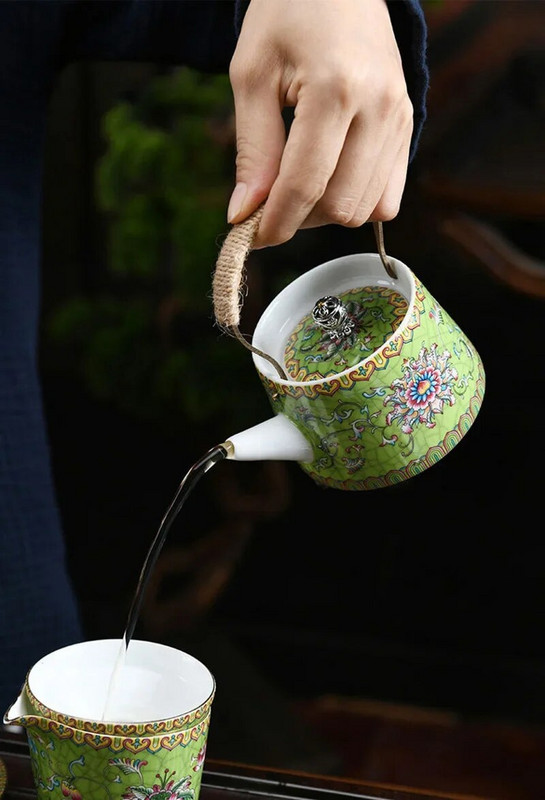 Oală de cafea din ceramică, cu oală cu fascicul, set de ceai, ceainic din lut Yixing, set de ceainic și ceainic, set de ceainic și ceainic Samovar Gaiwan, ceainice, bar