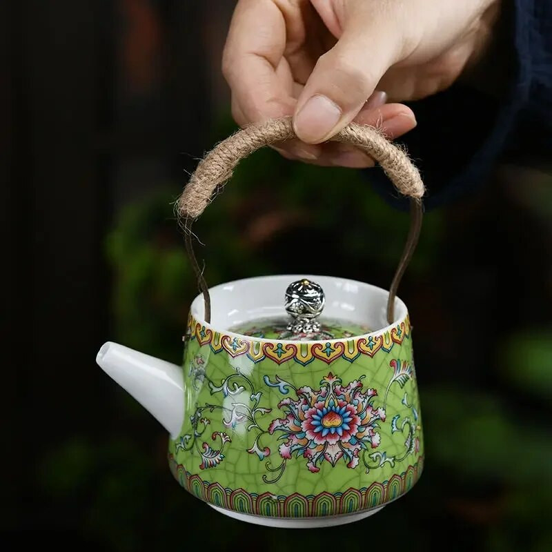 Oală de cafea din ceramică, cu oală cu fascicul, set de ceai, ceainic din lut Yixing, set de ceainic și ceainic, set de ceainic și ceainic Samovar Gaiwan, ceainice, bar