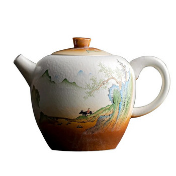 Винтидж тенджера за чай Единична тенджера Домакински керамичен пейзажен сепаратор за чай Обикновено приготвяне на чай Kung Fu Комплект за чай Teeware Teware Чаша Чайник