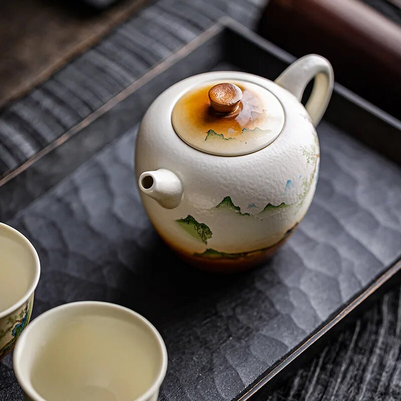 Vintage teáskanna egyedényes háztartási kerámia tájjellegű teaelválasztó Egyszerű teafőzés Kung Fu teáskészlet Teeware Teware bögre teáskanna