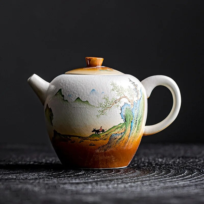 Vintage teáskanna egyedényes háztartási kerámia tájjellegű teaelválasztó Egyszerű teafőzés Kung Fu teáskészlet Teeware Teware bögre teáskanna
