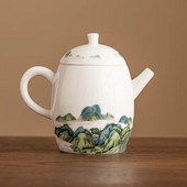 Munți și râuri Suet chinezesc Jad Porțelan Fierbător Ceainic Set Ceremonia Ceaiului Lapte Oolong Ceai Cravată Guan Yin Tip de ceai