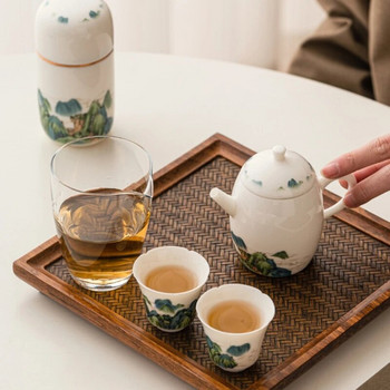 Планини и реки Китайски сует Нефритов порцеланов чайник Чайник Комплект за чайна церемония Млечен чай Oolong Чай Tie Guan Yin Тип прибори за чай