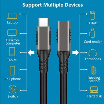 USB C удължителен кабел мъжки към женски тип C USB3.2 10Gbps 100W удължителен кабел за бързо зареждане USB-C за MacBook Pro Samsung Xiaomi