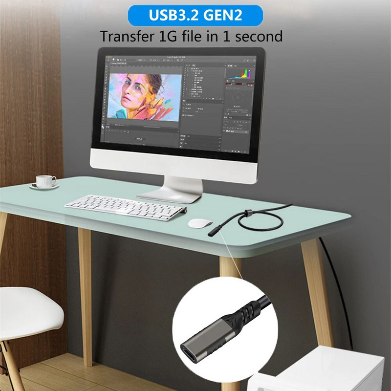 USB C produžni kabel muški na ženski tip C USB3.2 10Gbps 100W produžni kabel za brzo punjenje USB-C za MacBook Pro Samsung Xiaomi