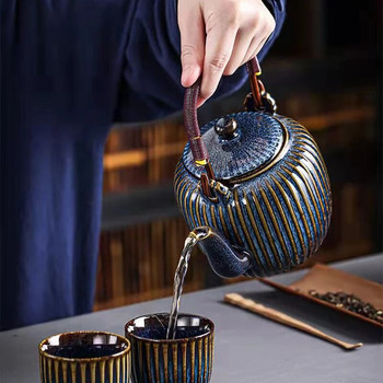 Саксии за чай пуер 800 мл Изящна китайска керамична тенджера за чайник за комплект чаши за чай Gaiwan Чайници за самовар Чайник за вода Чаша за чай Teware Чаша