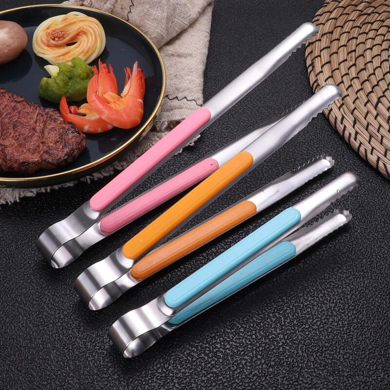 Csúszásmentes, rozsdamentes acél ételfogók Grill Bread Steak tálaló bilincs Otthoni konyhai eszközök főzőedények konyhai kiegészítők