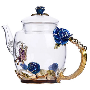 Творческа ръчно рисувана емайлирана тенджера за чай Топлоустойчива стъклена единична тенджера Японски чайник Чайник за чай Pu Erh Комплект Gaiwan
