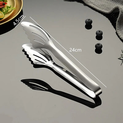 Neslidžios nerūdijančio plieno kepsnių žnyplės Mėsos kepsnių salotų segtukas veidrodinis poliruotas spaustukas Virtuvės priedai