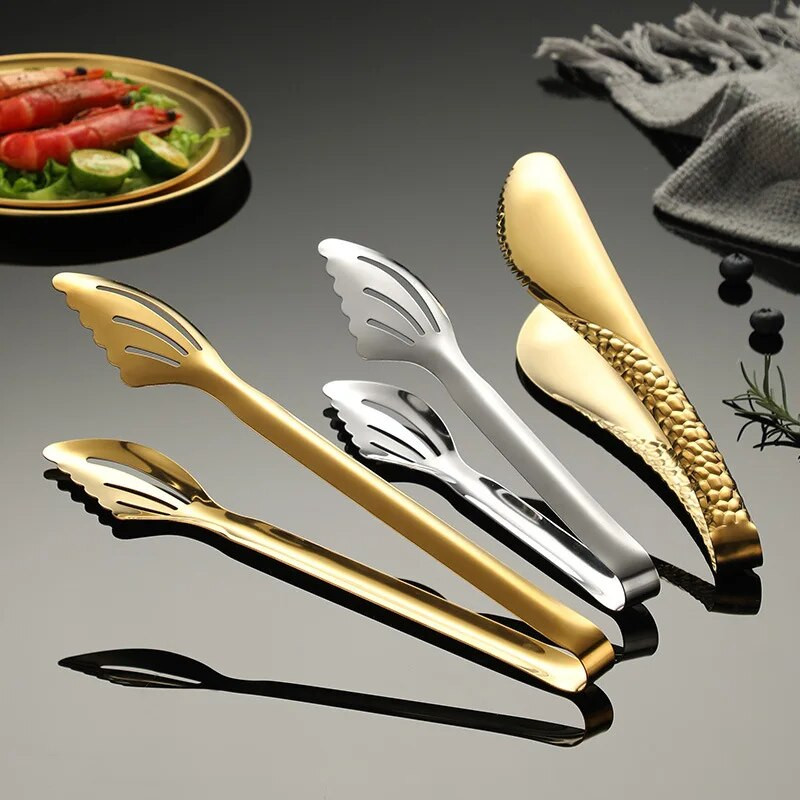 Neslidžios nerūdijančio plieno kepsnių žnyplės Mėsos kepsnių salotų segtukas veidrodinis poliruotas spaustukas Virtuvės priedai