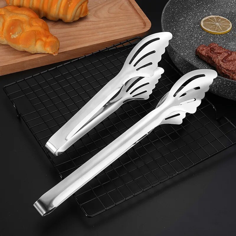 Neslidžios nerūdijančio plieno kepsnių žnyplės Mėsos kepsnių salotų segtukas veidrodinis poliruotas spaustukas Virtuvės priedai