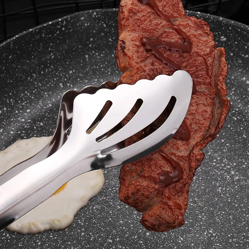 Neslidžios nerūdijančio plieno kepsnių žnyplės Mėsos kepsnių salotų segtukas veidrodinis poliruotas spaustukas Virtuvės priedai